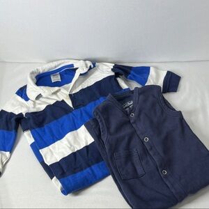 Baby B’gosh Blue and White‎ Striped Bodysuit and Lovedbaby blue one piece